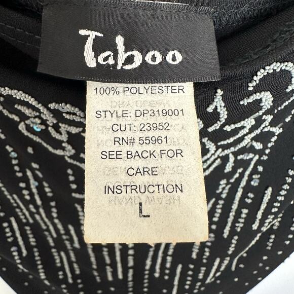 90s Vintage Taboo Sequin Embellished Black Ruffle High Low Midi Slip Dress Large - Picture 3 of 13